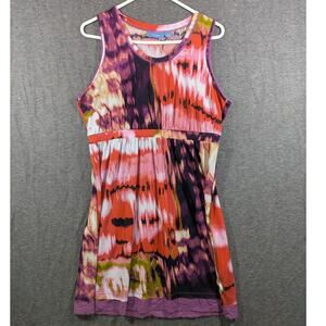 Simply Vera Wang Red Tie Dye Sleeveless Fray Hem‎ Summer Dress Size L